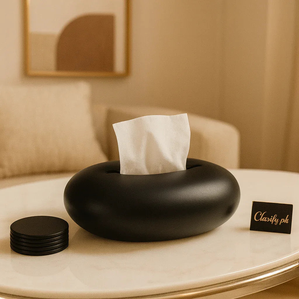 Luxury Black Oval Tissue Box – Modern Décor - Clarify.pk