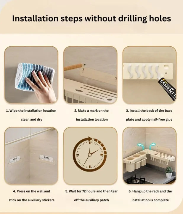 Wall-Mounted Corner Knife Rack – Rotatable Chopstick Holder & Utensil Organizer