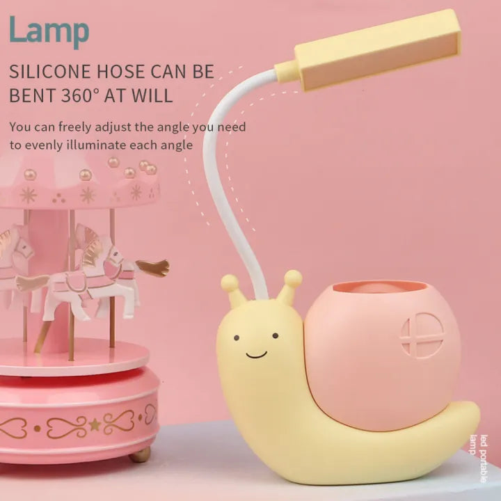 Snail LED Desk Lamp with USB Charging & Pen Holder