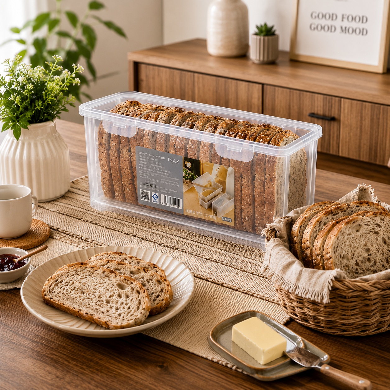 Bread Storage Box - Airtight Snap-Lock Bread Container