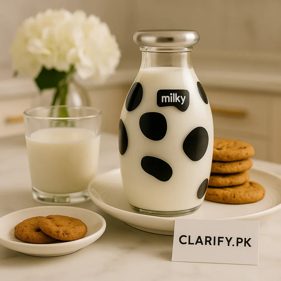 Luxury Cow Print Glass Milk Bottle – 500ml Stylish Drinkware - Clarify.pk