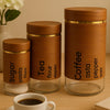 3-Piece Glass Storage Jar Set – Wooden Lid Coffee, Tea & Sugar Containers - Clarify.pk