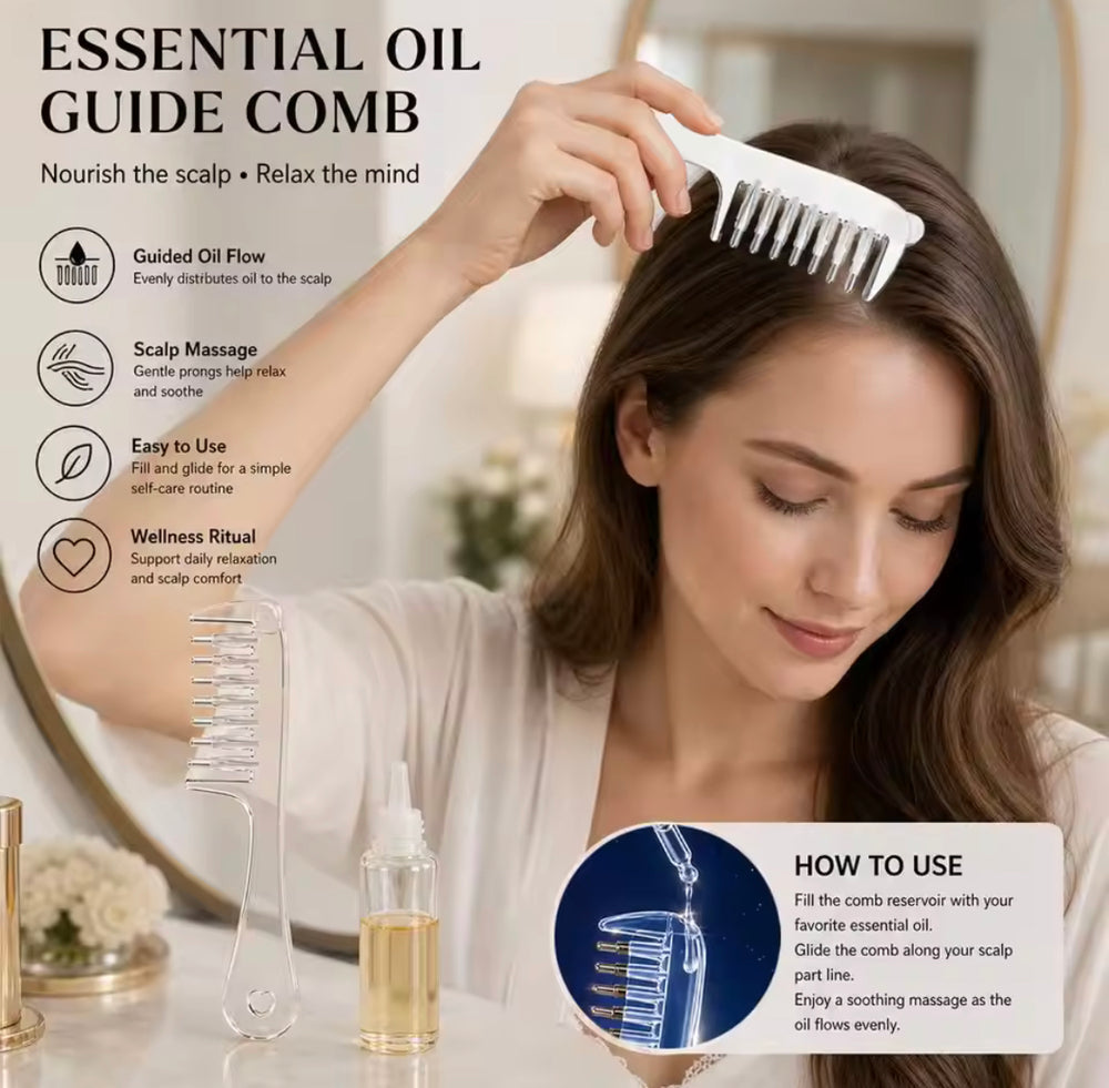 Transparent Scalp Oil Applicator Massage Comb