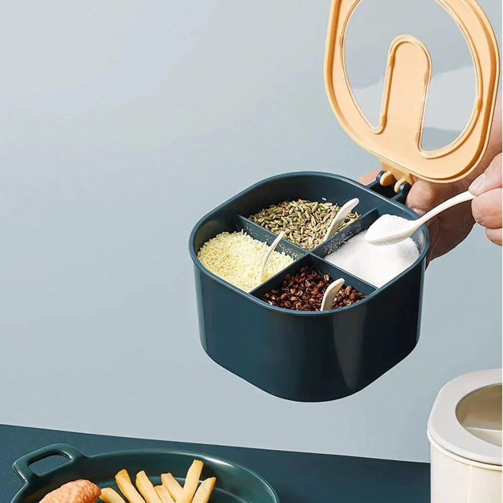 4 Grids Spice Container - Stackable Storage for Herbs and Spices