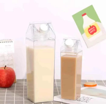 Transparent Milk Bottle - Portable Acrylic Juice and Detox Water Bottle - Clarify.pk
