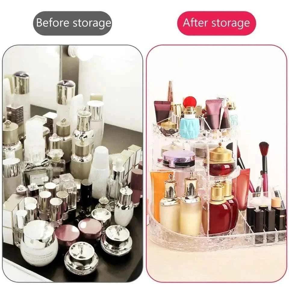 All In One Makeup Organizer 360 Degree Rotation for Ultimate Convenience - Clarify.pk