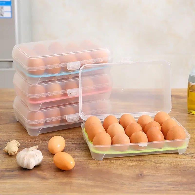 Transparent 15 Grid Egg Storage Box for Fridge Organization and Freshness Preservation - Clarify.pk