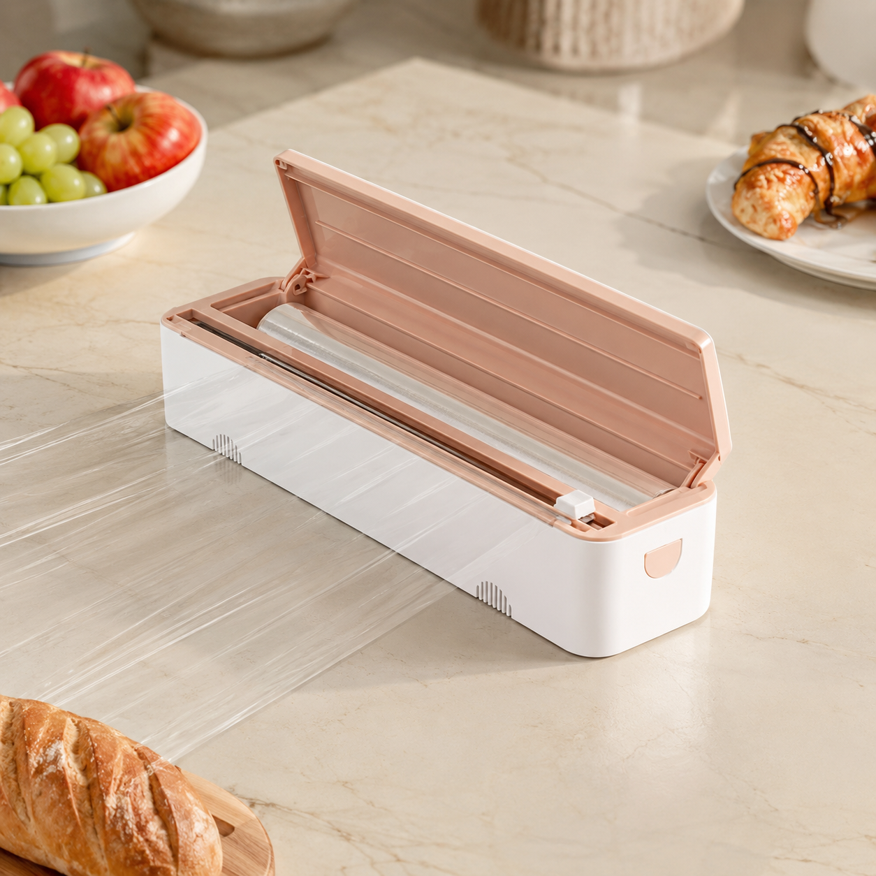Compact Kitchen Wrap Cutter with Sliding Blade