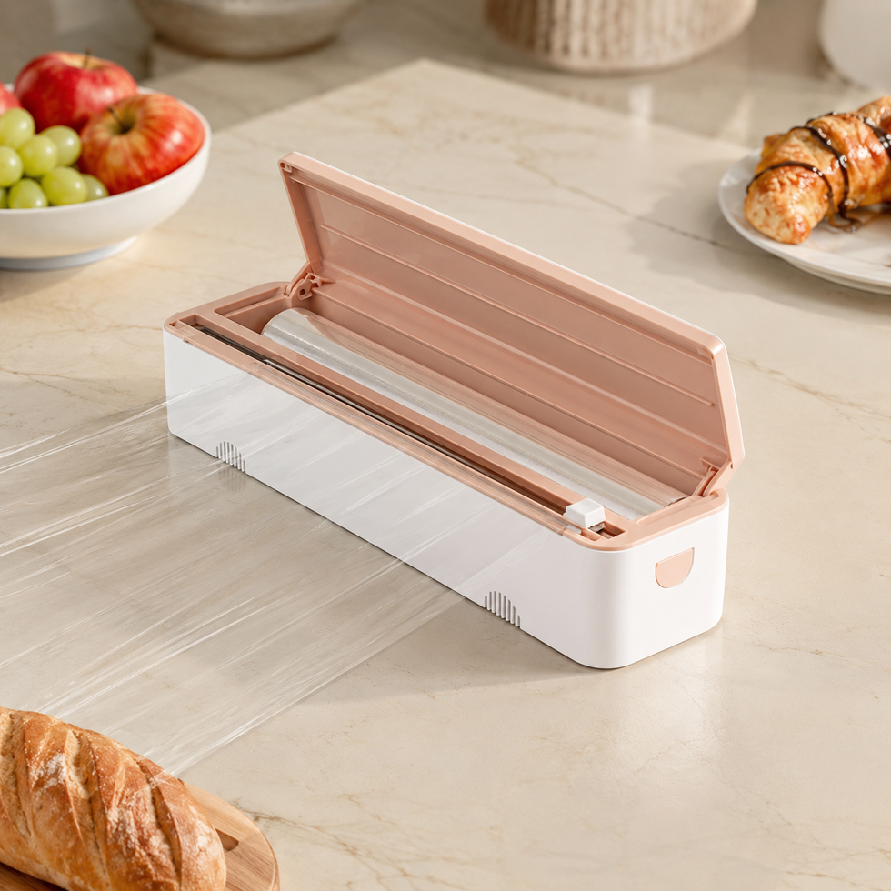 Compact Kitchen Wrap Cutter with Sliding Blade