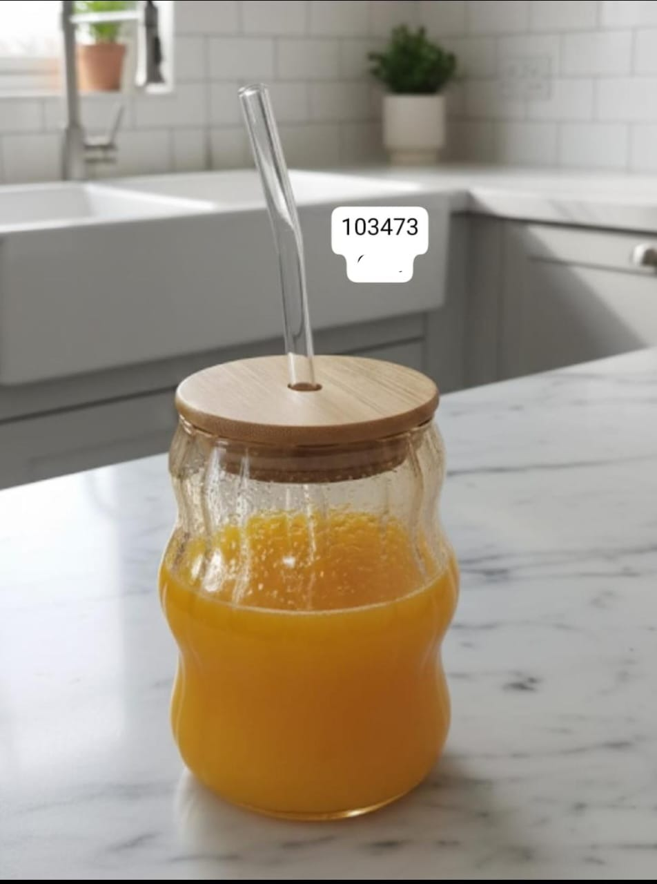 Ripple Glass Sipper - Aesthetic Wavy Glass Tumbler (450ml)