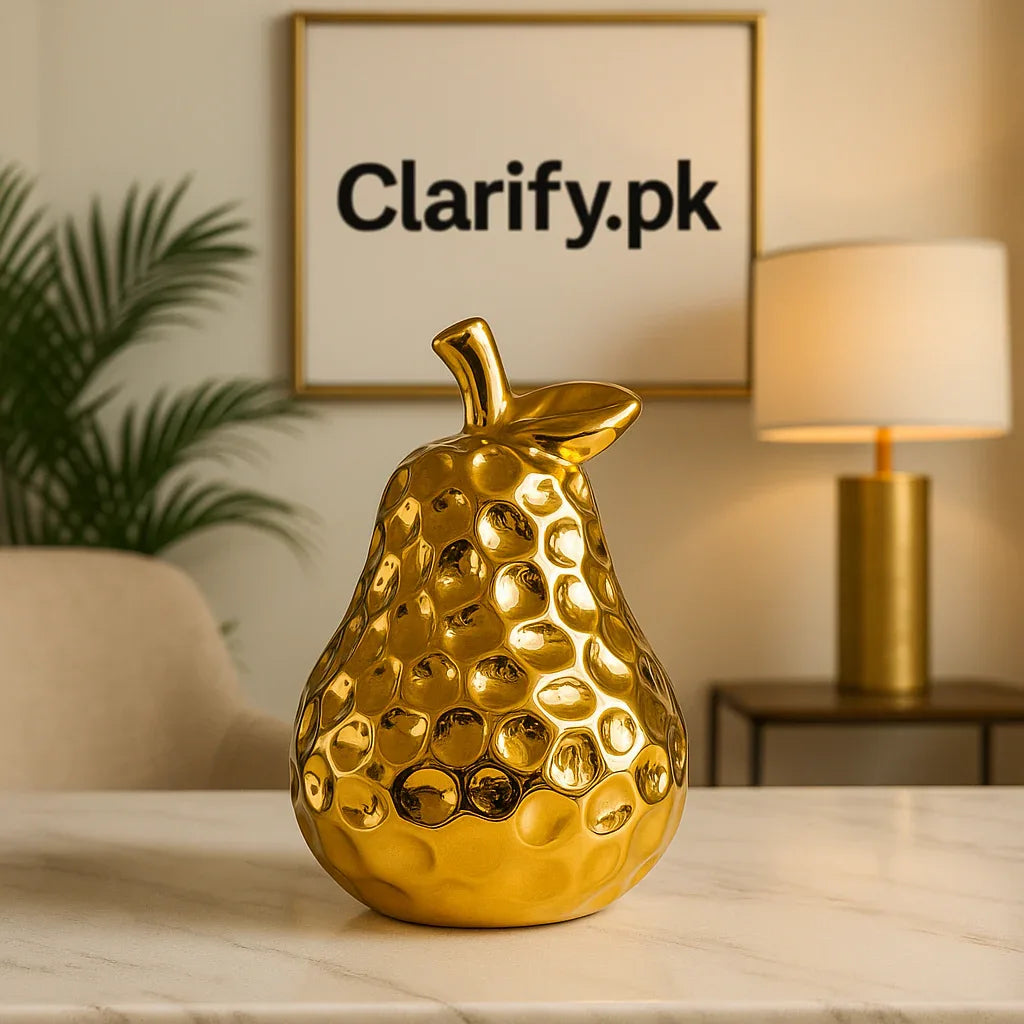 گولڈن سیرامک ​​ڈیکوریشن - خوبصورت ناشپاتی ڈیزائن زیور (درمیانی)