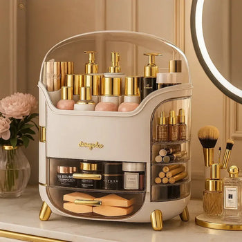 Luxury cosmetic organizer for vanity and desktop storage