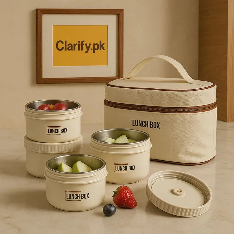 Portable Insulated Stainless Steel Bento Lunch Box Set With Bag - Clarify.pk