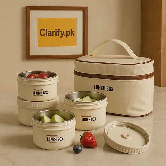 Portable Insulated Stainless Steel Bento Lunch Box Set With Bag - Clarify.pk