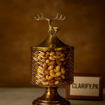 Golden Spiral Deer Glass Jar – Luxury Candy & Snack Storage - Clarify.pk