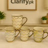 Golden Handle Ceramic Mug – Elegant Chevron Pattern (Each) - Clarify.pk