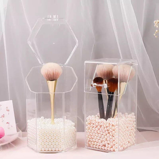 Acrylic Cosmetic Brush Holder - Stylish Acrylic Pearl Makeup Brush Organizer - Clarify.pk