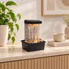 Indoor Rain Curtain Tabletop Fountain with LED Light & Pebbles – Mini Water Feature