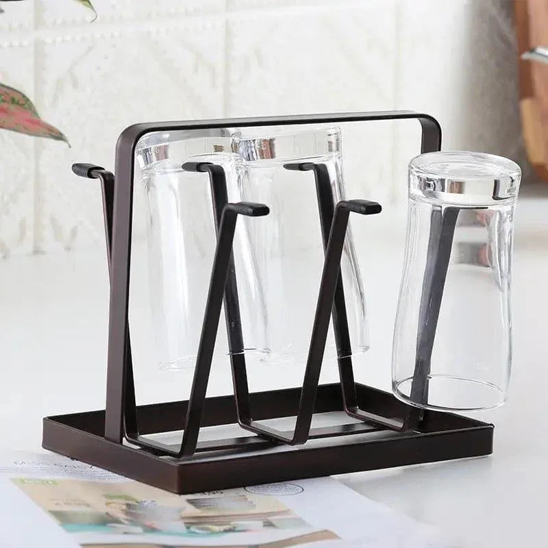 6 Hooks Iron Glass Stand Holder for Home Organizer and Decor - Clarify.pk