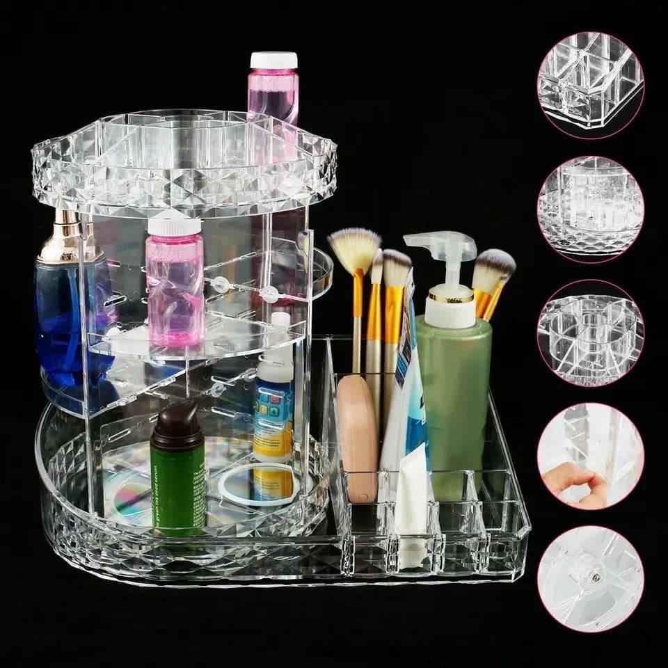All In One Makeup Organizer 360 Degree Rotation for Ultimate Convenience - Clarify.pk