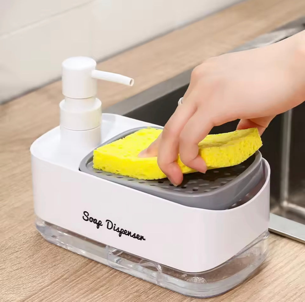 2-in-1 Soap Dispenser with Sponge Dispenser Holder – Kitchen Sink Organiser