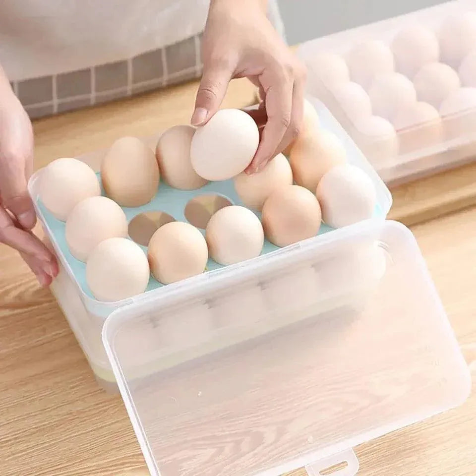 Transparent 15 Grid Egg Storage Box for Fridge Organization and Freshness Preservation - Clarify.pk