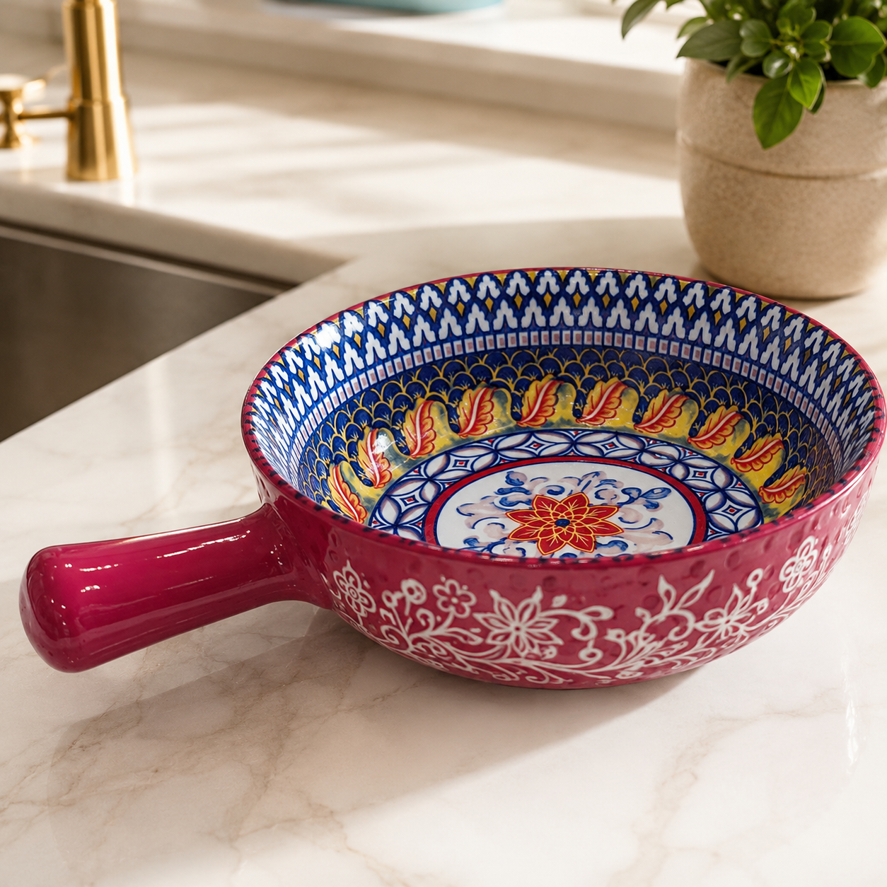 Kashgar Traditional Handled Ramen Bowl