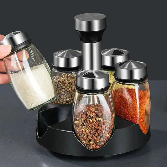 Premium Spice Rack - Rotating Spice Rack Set with 6 High-Quality Containers for Easy Access - Clarify.pk
