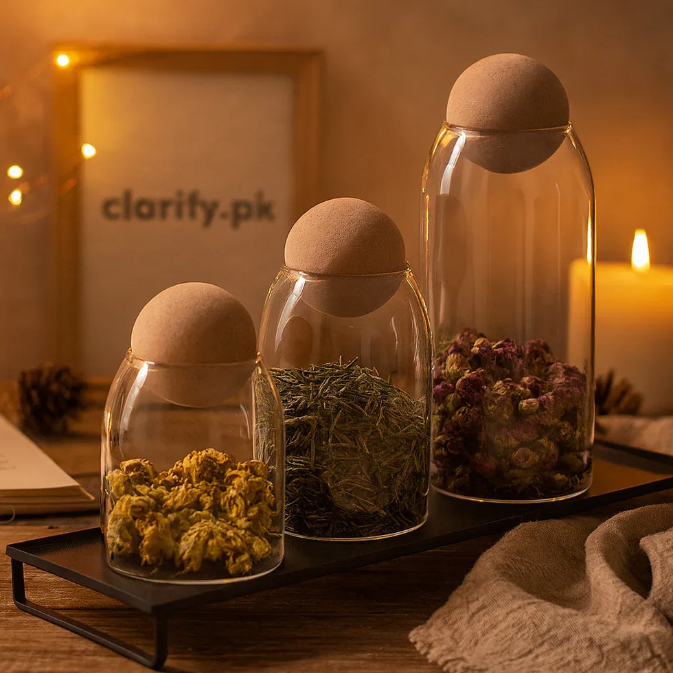 Glass Storage Jars with Cork Lids for Coffee Beans and Food Storage (Set of 3)