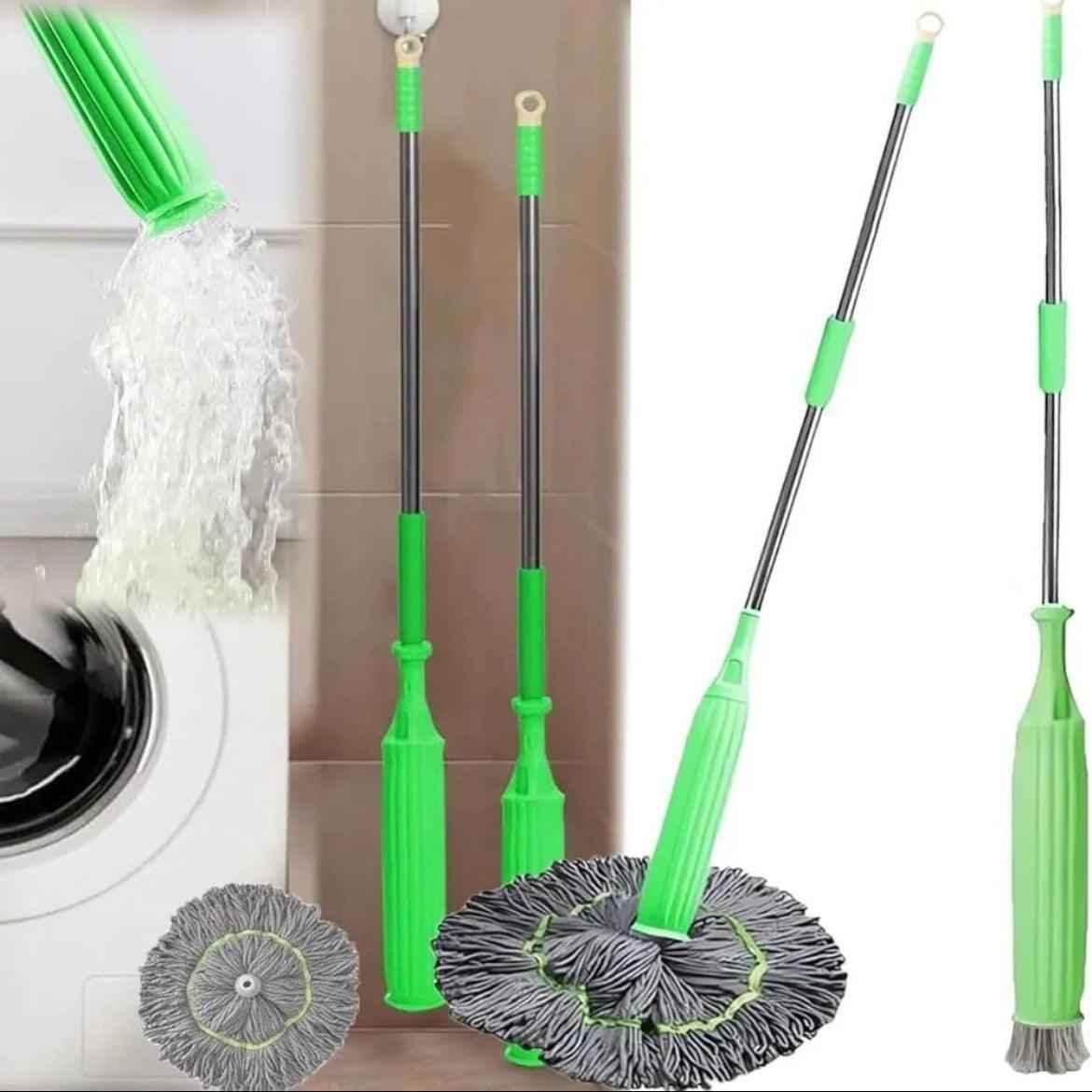Twister Microfiber Floor Mop - 2 in 1 Cleaning Tool with Adjustable Long Handle for Home and Kitchen - Clarify.pk