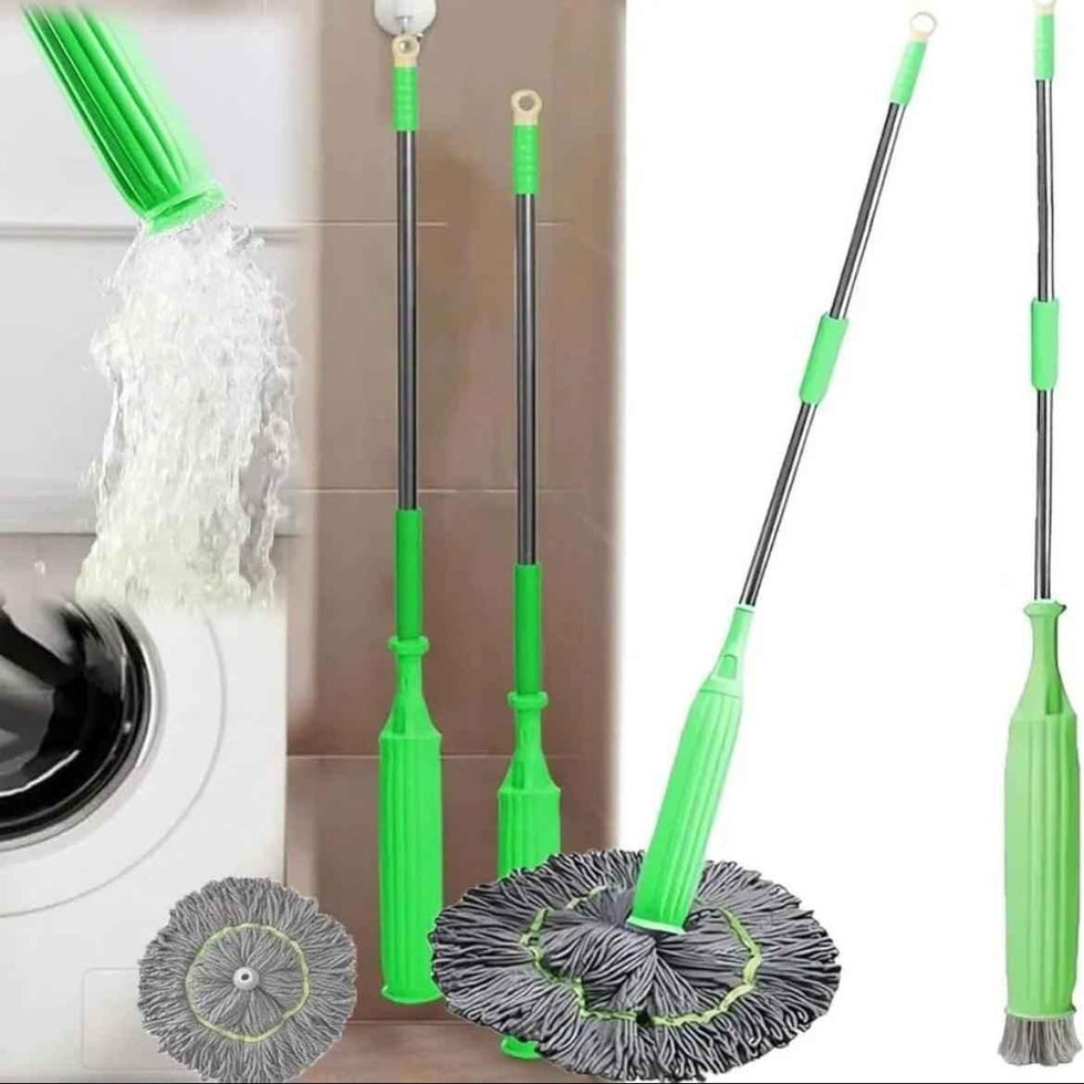 Twister Microfiber Floor Mop - 2 in 1 Cleaning Tool with Adjustable Long Handle for Home and Kitchen - Clarify.pk