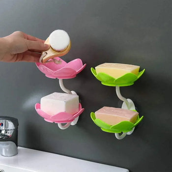 2 Layer Soap Tray - Elegant Flower Design for Stylish Soap Storage - Clarify.pk