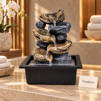 Driftwood Boulder Rock Cascade Tabletop Fountain – Multi-Tier Indoor Water Feature