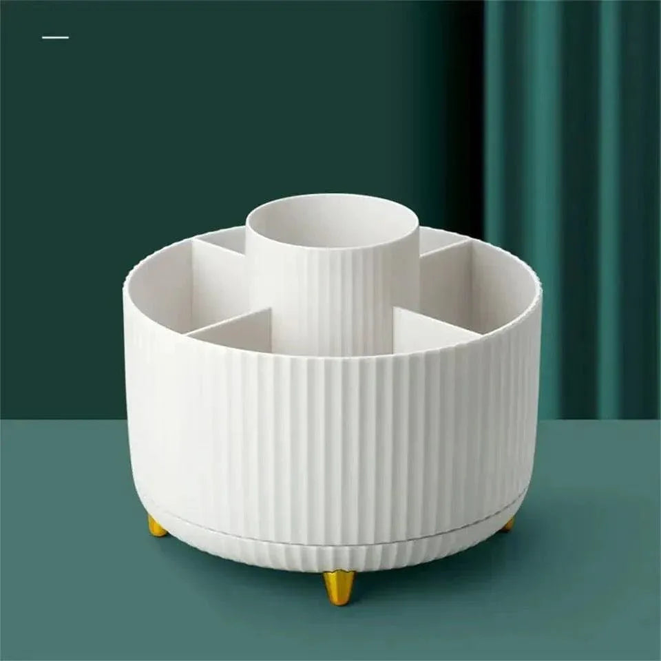 360° Rotating Makeup Brush Organizer - Stylish Desktop Storage Solution