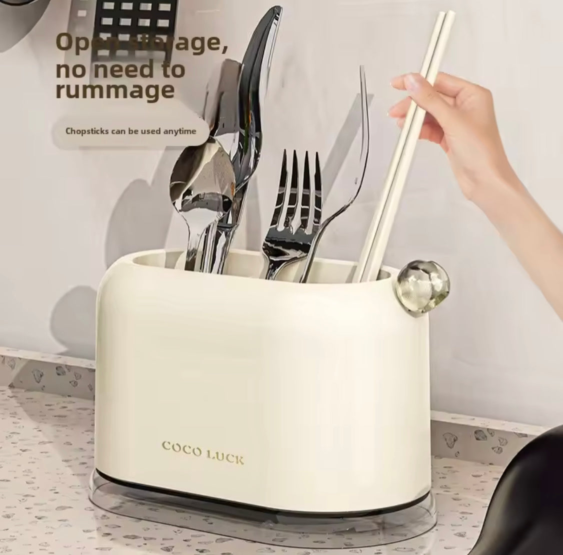 Knife & Utensil Holder - Drain Tray Kitchen Organizer