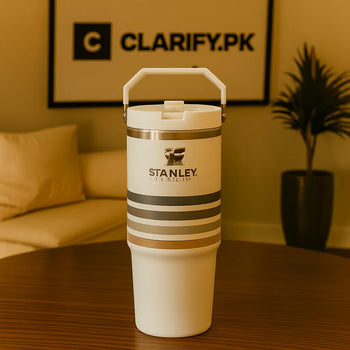 Stanley 30oz Travel Tumbler – White Striped Edition - Clarify.pk