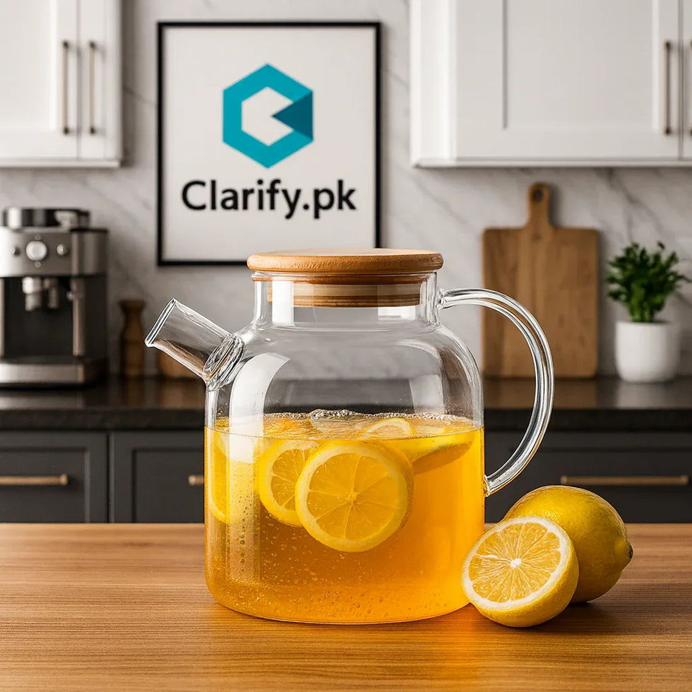 لکڑی کے ڈھکن کے ساتھ پریمیم 1800ml گلاس کیتلی