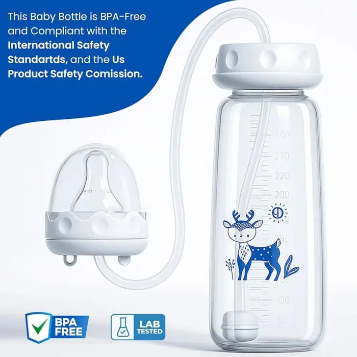 Hands-Free Baby Bottle Feeder with Flexible Tube & Silicone Nipple – Anti-Colic Feeding System