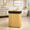 Bamboo Laundry Basket – Foldable Heavy-Duty Clothes Hamper with Lid & Removable Washable Liner