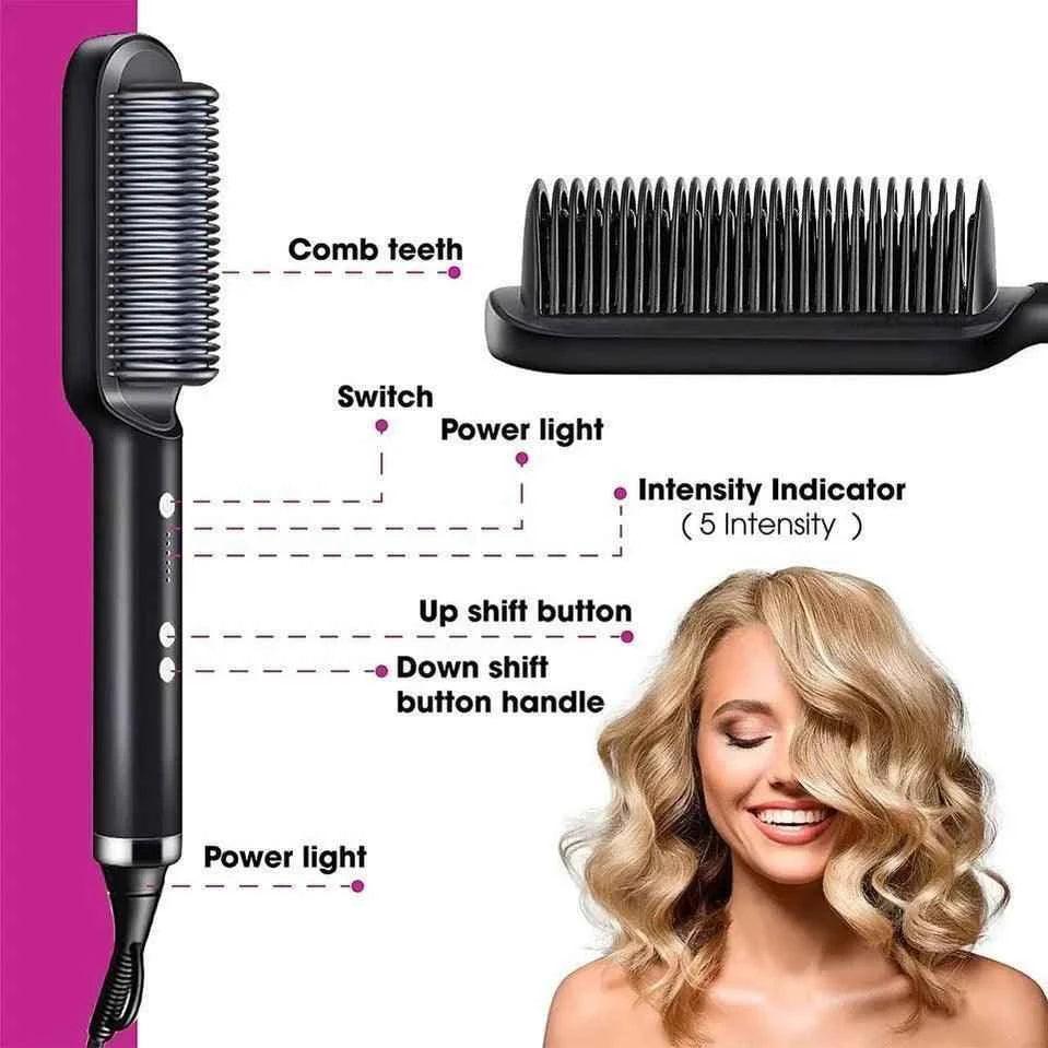 Hot Comb Hair Straightener Anti-Scald Ceramic Heat Styling Tool for Sleek Hair - Clarify.pk