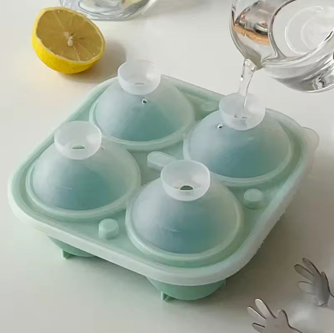 Silicone Rose Ice Mold - Flower Shaped Ice Cube Maker & Large Ice Ball Mold for Drinks