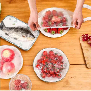 100-Pack of Stretchable Plastic Bowl Covers for Food Storage - Clarify.pk