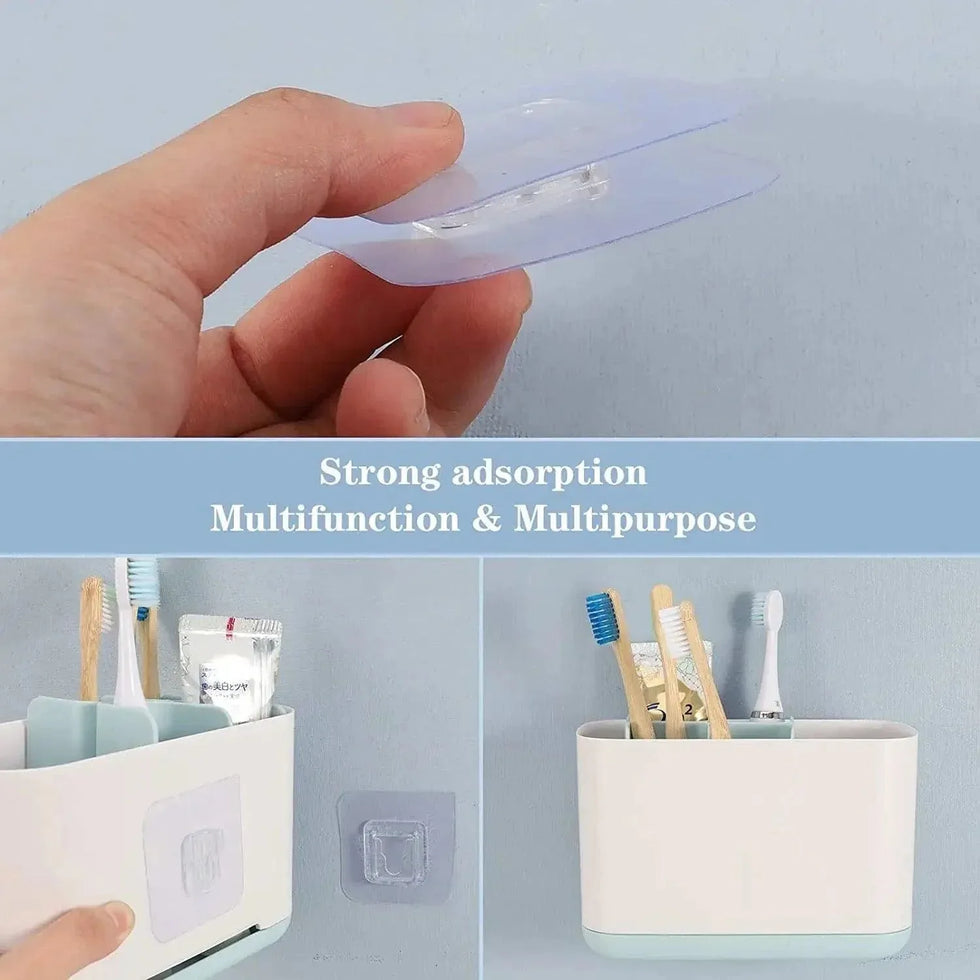 Pack of 4 Transparent Adhesive Wall Hooks, Double-Sided Mounts for Easy Installation