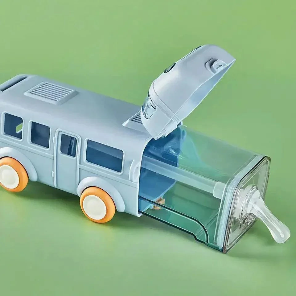 500ML Bus Shaped Water Bottle with Straw for Kids and Adults