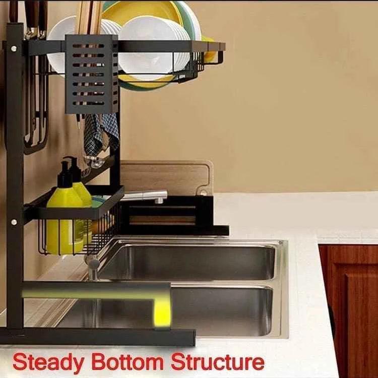 Stainless Steel Kitchen Rack - 85cm Multi-Function Durable Storage Solution - Clarify.pk