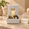 Modern Arch Wall Tabletop Fountain with LED Light & River Pebbles – Indoor Water Feature