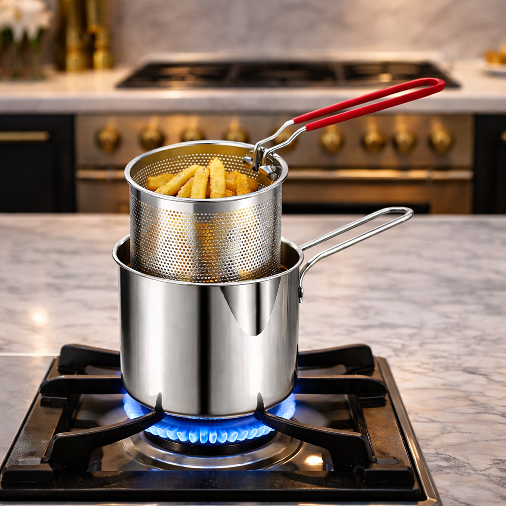 1200ML Stainless Steel Deep Fryer with Basket for Home Cooking Clarify.pk