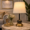 16-Inch Metal Brass & Marble-Finish Table Lamp (each)