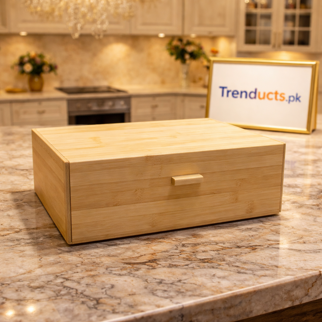 Premium Bamboo Bread Box with Integrated Handle