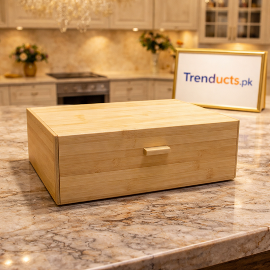 Premium Bamboo Bread Box with Integrated Handle